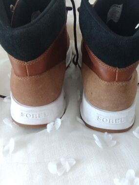 Sorel Brown and Tan Waterproof Suede Lace Boots with White Sole